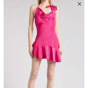 Lush Fuchsia Halter Mini Dress